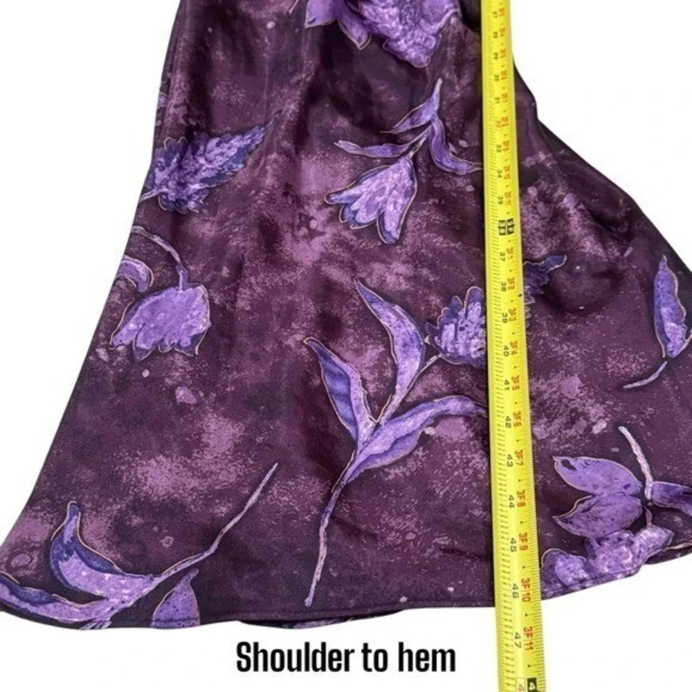 NEW Vintage California Dynasty Purple Floral Satin Cross Back Fairy Dress Size M